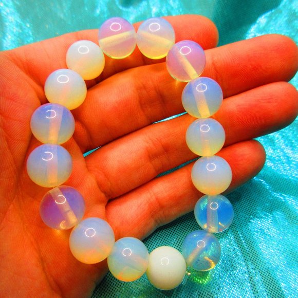 Opalite 12mm Round 7" Stretchy Gemstone Bracelet - Picture 1 of 3